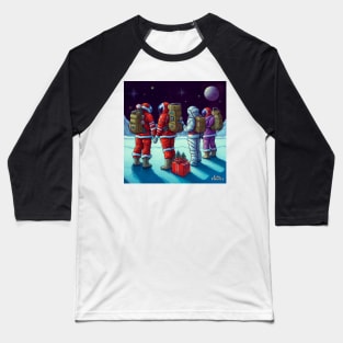 Santa Claus Astronauts at Christmas in Space Baseball T-Shirt